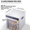 VEVOR 10 Trays Food Dehydrator Stainless Steel Machine 800W/1000W Household Vegetables Fruit Dryer with Digital Timer for Home 3