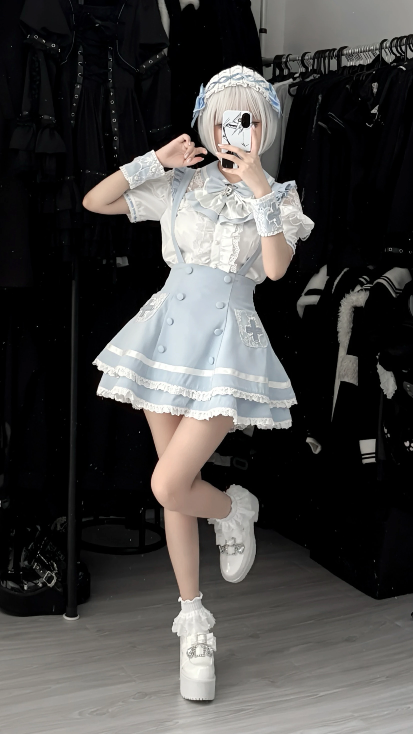 Women's White Gothic Lolita Two-Piece Set