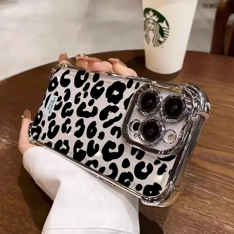 Retro Leopard Print Transparent Phone Case
