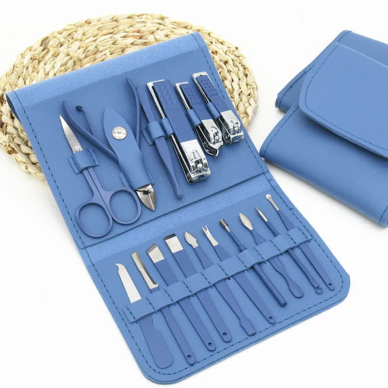 16-Piece Professional Nail Care Set - Color Nail Clipper & Exfoliating Tools