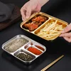 304 Stainless Steel Divided Tray Multiple Size Dinner Plates for Food Restaurant Hotel Tableware Snack Dish Kitchen Organizer 2