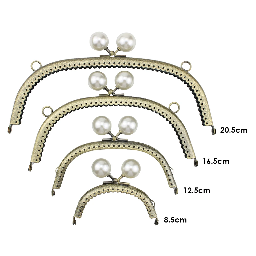 Metal Clutch Kiss Clasp Lock Lightweight with Pearl Coin Purse Accessories DIY Craft Frame