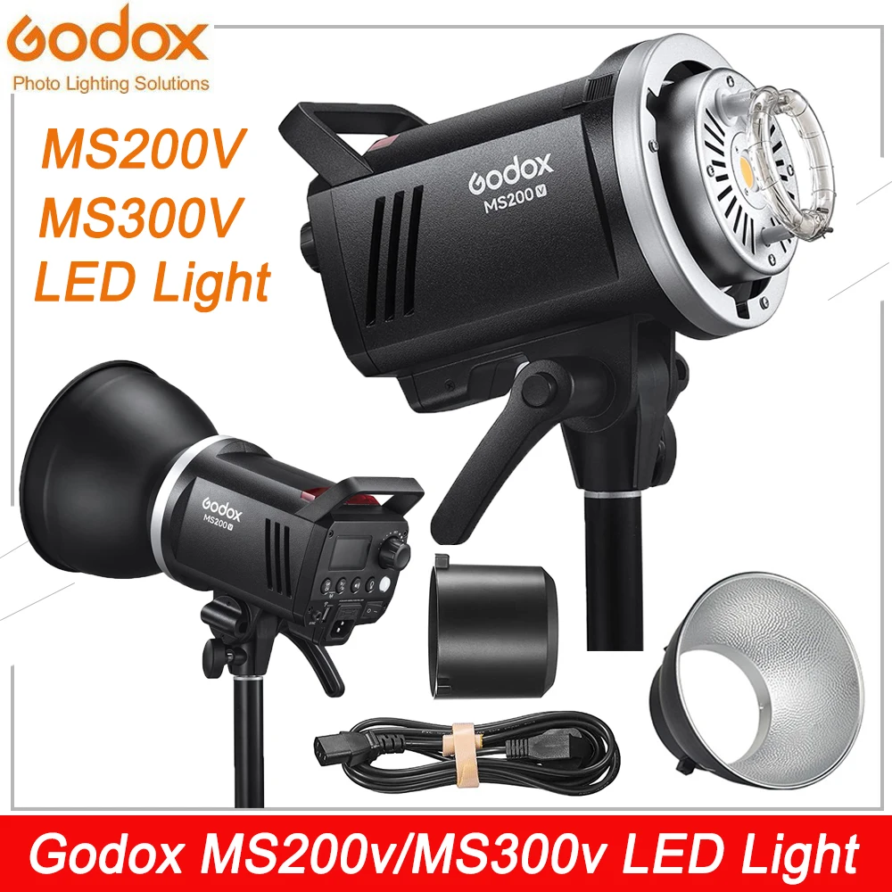 Godox MS200V 200W MS300V300W LED Studio Flash 2.4G GN58 5600±200K CCT Bowens Mount LED Modeling Lamp