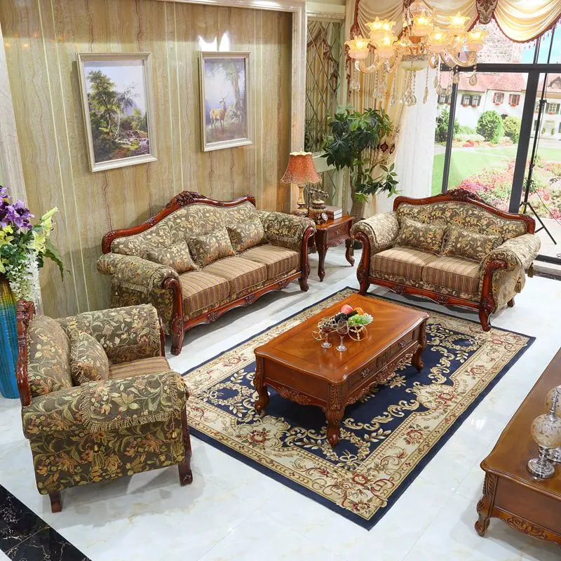 

Европейский высококачественный тканевый диван, американский диван из массива дерева, высококачественный роскошный U-образный диван для гостиной