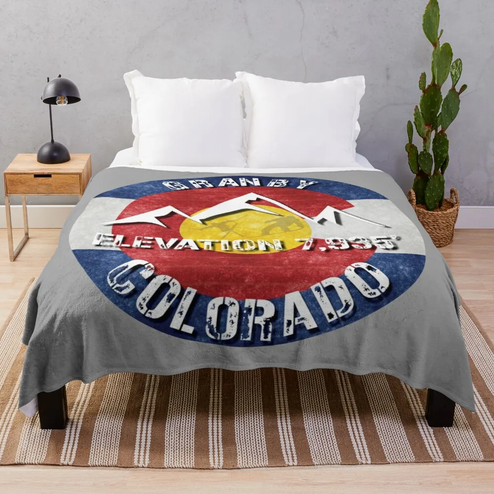 

Granby Colorado Flag Ski Vail Snowboard Hiking Mountain Gift Ideas Throw Blanket Furry Blanket Warm Blanket