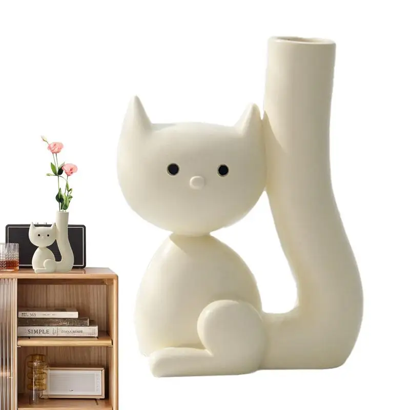 

Cat Vase Cute Cat Vase Cartoon Tube Vase Flower Home Decoration Flower Arrangement Vase Creative Ornament For LivingRoom Bedroom
