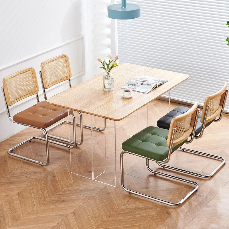 Woven Chair Nordic Style Office Rattan Chair Vintage Homestay Vintage Rattan Woven Dining Chair Home Study Living Room Backrest