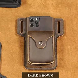 Elegant Genuine Leather Belt Holster and Waist Pack (Dark Brown)