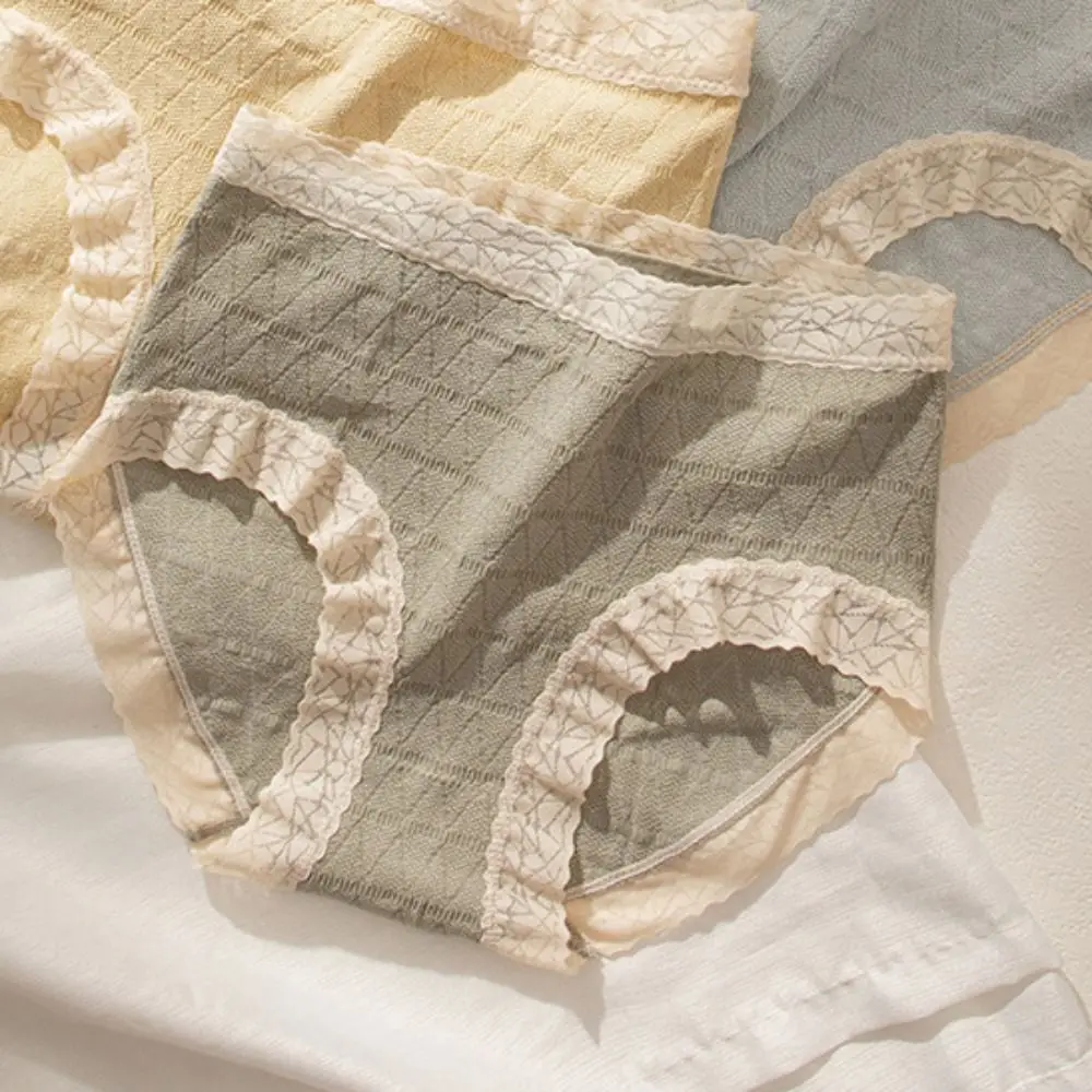 

Retro Japanese High Waist For Girls Lingeries Solid Color Mesh Women Panties Cotton Korean Underwear Sweet Briefs