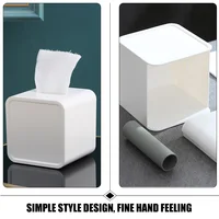 2Pcs White Roll Paper Box Tissue Holder Plastic Tissue Box Cube Tissue Box Covers Square Tissue Box Holder Kitchen Storage Home 2