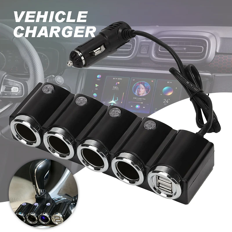 Splitter accendisigari auto, accendisigari auto 4 prese Quick Charge accendisigari adattatore DC 12V-24 V, 120 W presa auto splitter 4 porte USB luce LED
