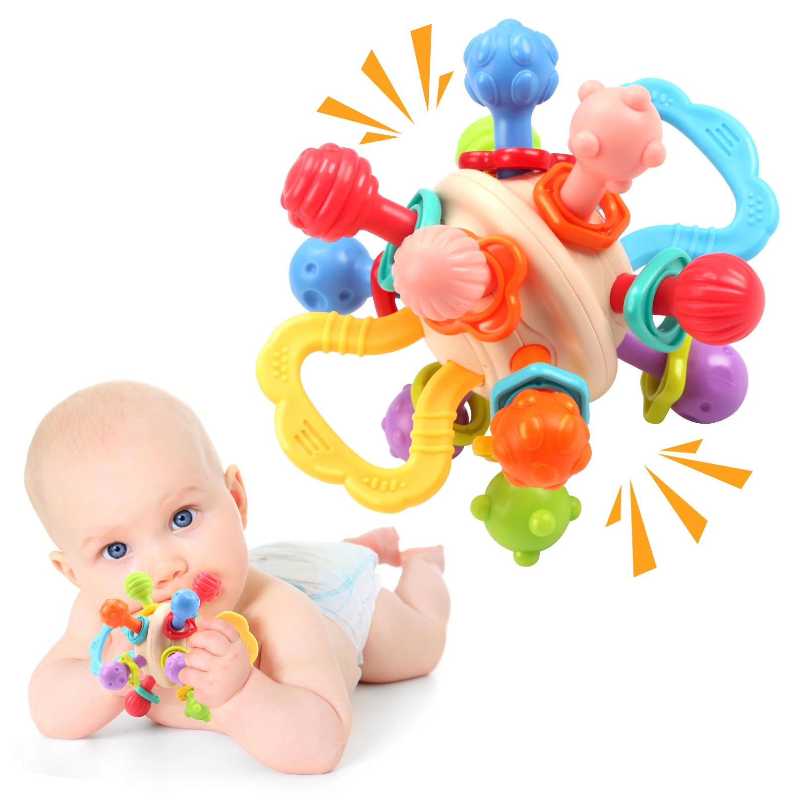 Baby Toy Manhattan Round Ball Soft Silicone Hand Grab Ball Rattle Infantil Chewable Teethers Toys For Infant 0-12months 1