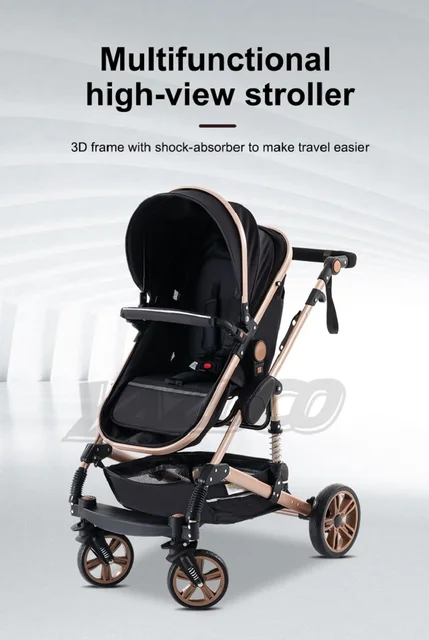 Poussette Luxueuse De Voyage Portable Et Pliable, 3 En 1, Pour Bébé,  Voiture Paysagère Haute Avec Cadre En Aluminium Pour Nouveau-né - Poussettes  À Quatre Roues - AliExpress