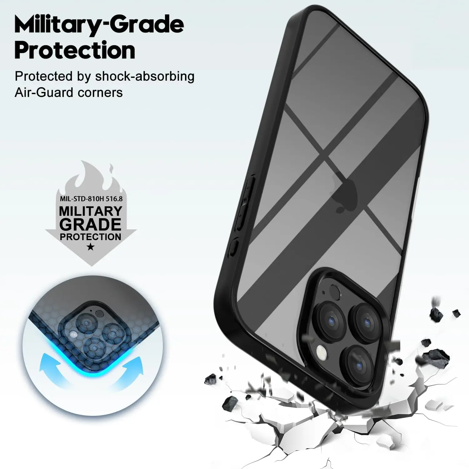 Vibrant Transparent Phone Case with Soft Bumper and TPU Back