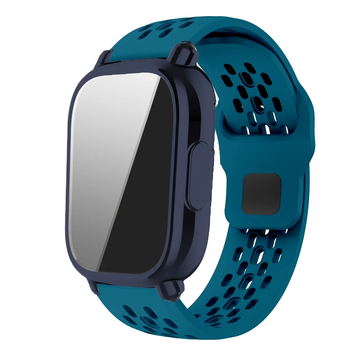 Silicone Strap and TPU Soft Shell Case with Full Cover Screen Protector for Smartwatch - Breathable Sport Band Design