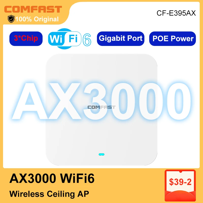 

AX3000 Gigabit WiFi 6 Ceiling AP Wireless Hotspot 802.11AX Wi-Fi MU-MIMO wireless AP Wifi Access Point 48V Poe wifi 6 router