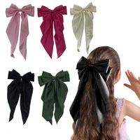 Women Elegant Bow Ribbon Hair Clip Fashion Solid Satin Spring Clip Simple Bowknot Hairpins Barrettes Hair Accessories for Girls 1