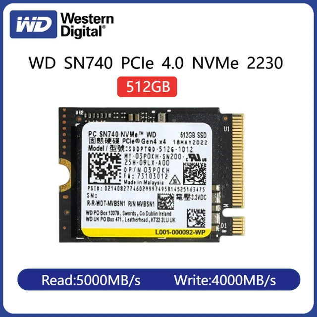 Sn590wd Sn740 2tb M.2 Ssd - Pcie 4.0x4, Slc, For Surface Prox & Laptop 3
