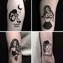Pegatina de tatuaje temporal a prueba de agua, tatuaje de flor de línea Simple, hoja bonita, dedo, muñeca, tatuaje falso para arte corporal de mujer