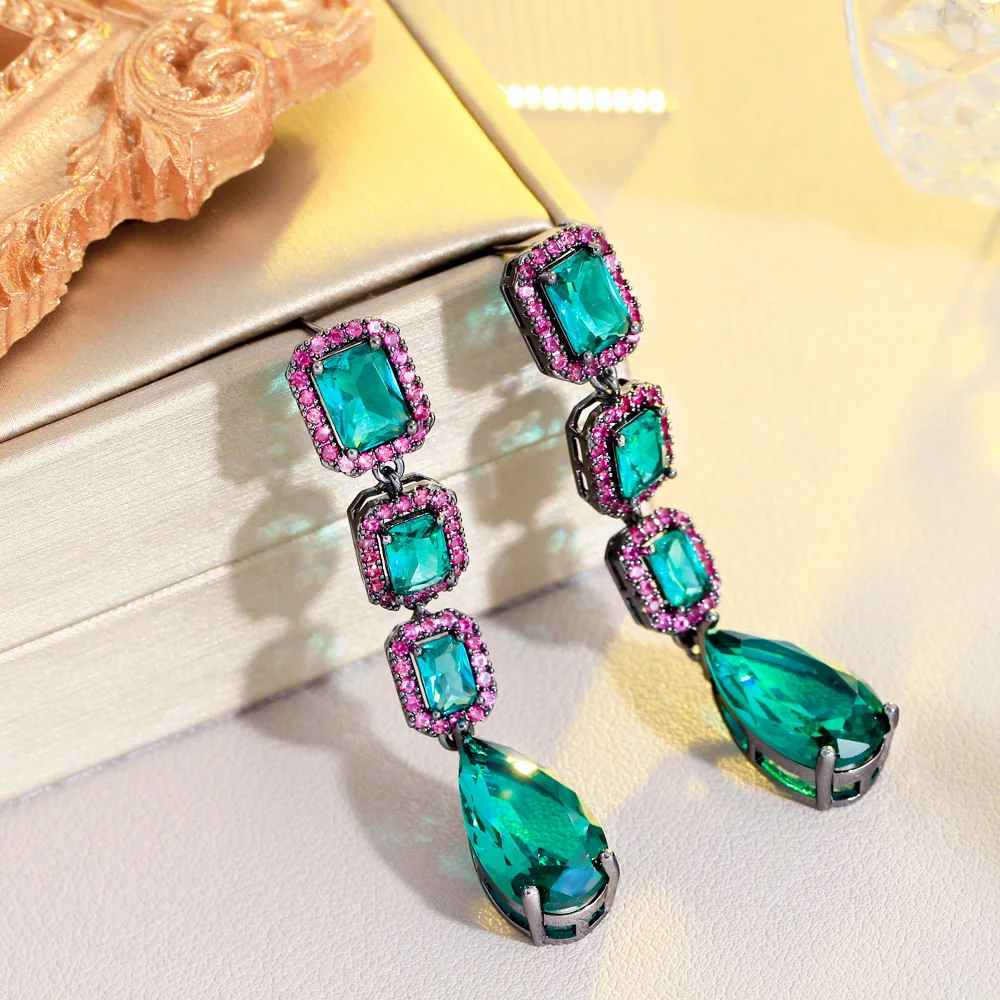 Large Emerald Green and Gold Earrings – Christy Klug Studios