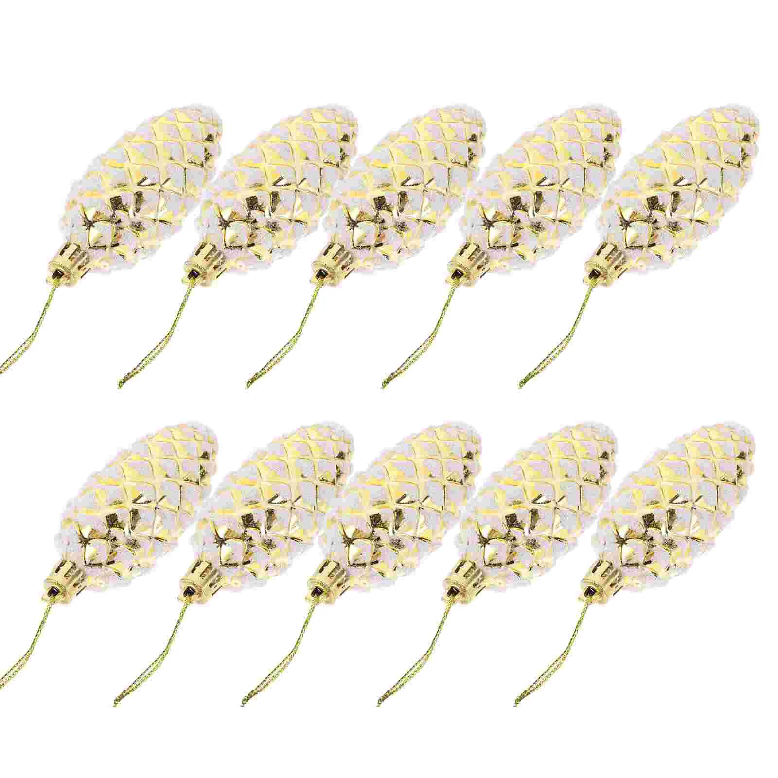 

10pcs Pine Cones Decorations Christmas Hanging Decors Festival Pendants Xmas Party Ornaments