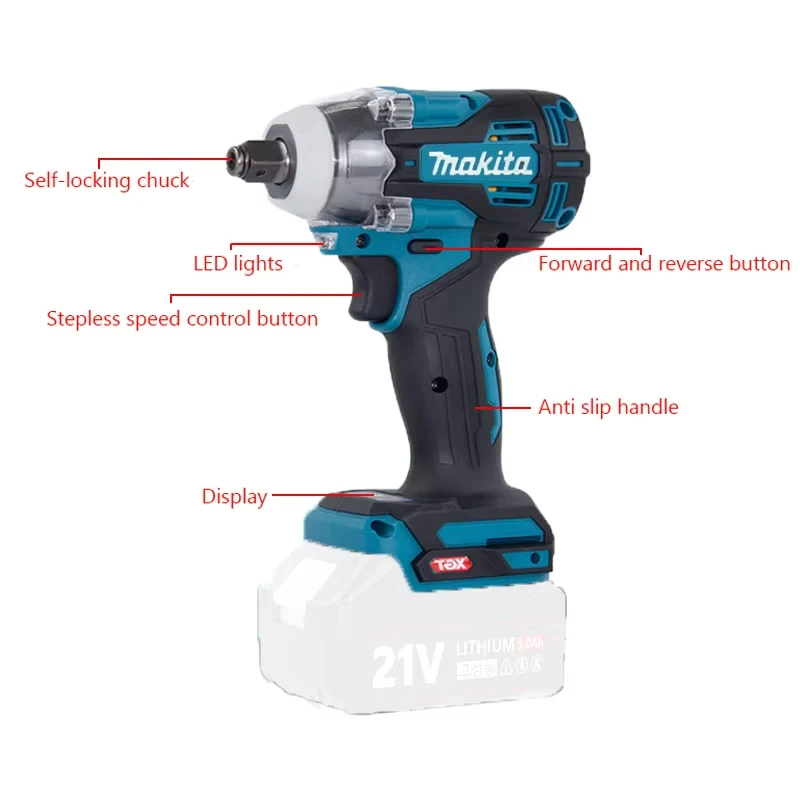 Makita TW004G 630N.m Brushless Screwdriver Machine Cordless Electric Screwdriver Rechargable Drill Driver For Makita 18V Battery 6
