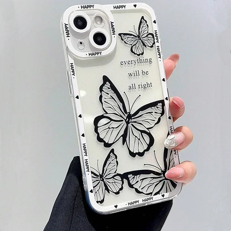 thumbnail image 1 of Funda de teléfono con patrón de mariposa rosa para iPhone 16, 14, 13, 12, 11, 15 Pro Max, 7, 8 Plus, XS, XR, X, SE 2022, funda suave con borde personalizado, 1 of 5