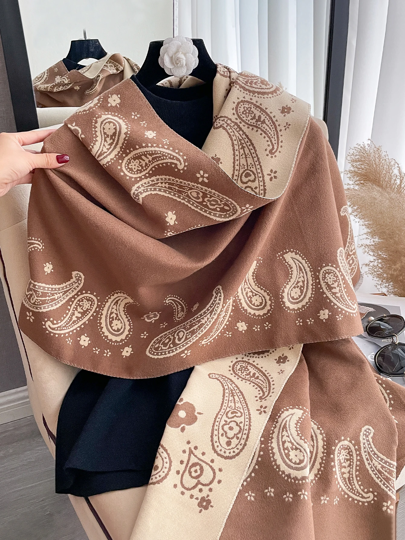 2024 Winter Fashion Women Cashmere Scarf Thick Warm Pashmina Shawls Wraps Jacquard Lady Blanket Echarpe Bufanda Hijab Female New