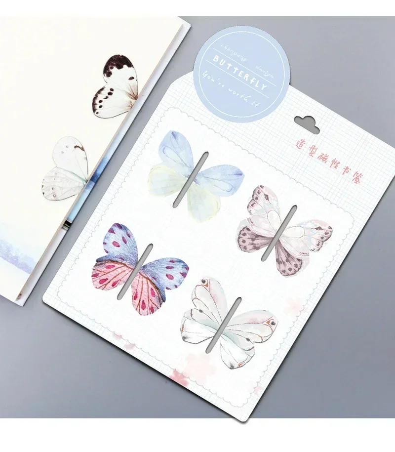 Cute Butterfly Magnetic Bookmarks Creative Animal Decoration Bookmarks Students Learning Reading Marking Stationery 4 Pack magnetic bookmark animal bookmark bookmarks stationery supplies