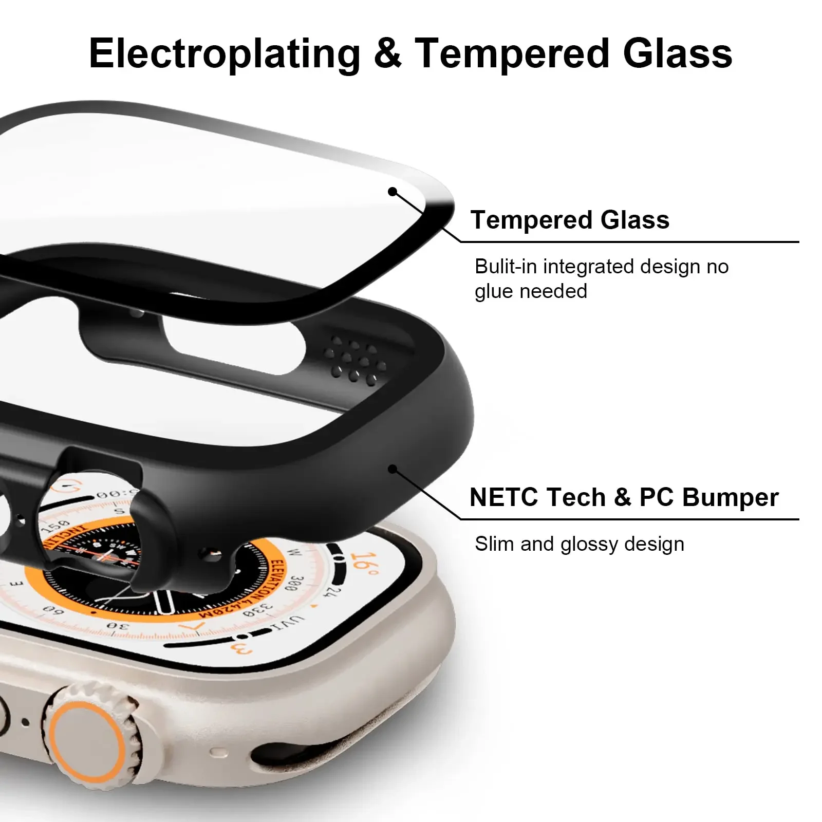 Premium Tempered Glass & Bumper Case for Apple Watch - Protective Smartwatch Cover & Accessories