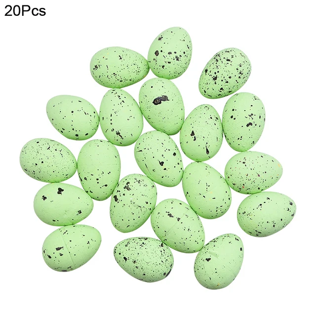 20/50Pcs Foam Easter Eggs Happy Easter Decorations Painted Bird Pigeon Eggs DIY Craft Kids Gift Favor Home Decor Easter Party 20pcs-Green