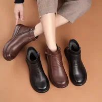 GKTINOO Fashion Winter Women Genuine Leather Ankle Boots Female Thick Wool Warm Snow Boots Mother Waterproof Non-slip Booties - Image 3