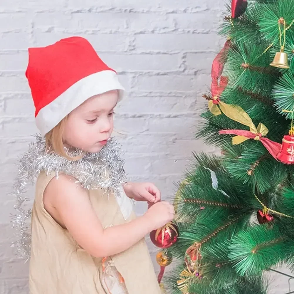 1-24pcs Red Thin Christmas Hats for Adults Kids Non-woven Fabric Santa Claus Xmas Cap Merry Christmas New Year Party Decor Gifts