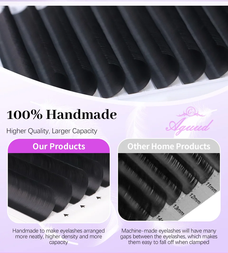 AGUUD 5 Trays/Lot NEU Super Mattschwarze Einzelwimpernverlängerung Premium Faux Mink Natürliche Weiche Mega-Volumen Klassische Wimpern – Detail 3