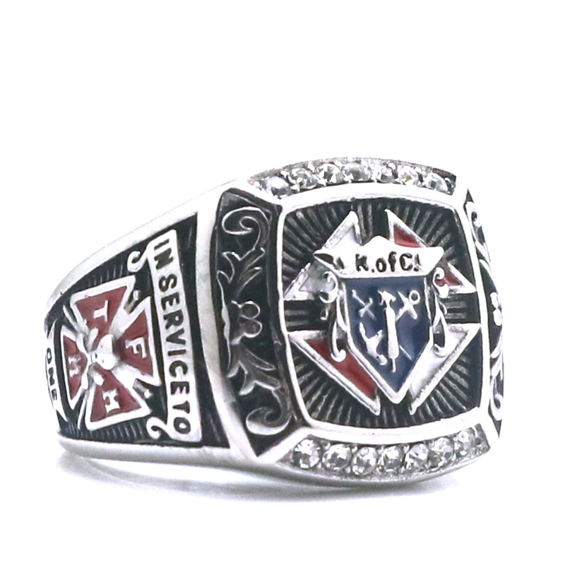 NewestUnisex316LStainlessSteelKnightsofColumbusChristianityCatholicismKofCCrossCleanStoneRing-AliExpress