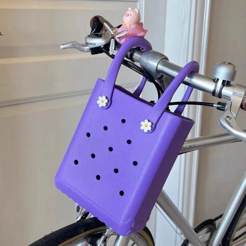 Waterproof Beach Tote Bag EVA Beach Bag Travel Handbag Storage Bag Simple Solid Color Hand Bag Children Outdoor DIY Hole Bags 5