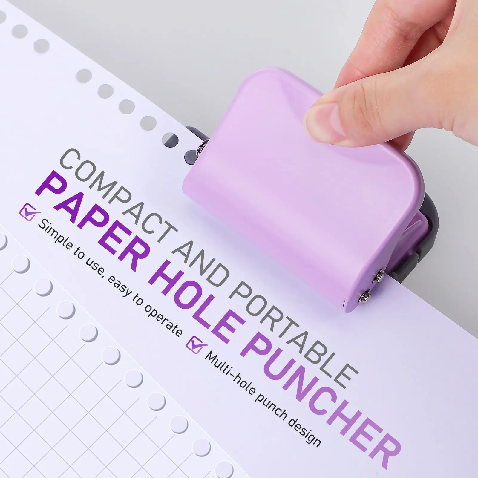루즈리프 홀 펀치 수동 6홀 종이 펀치 휴대용 스프링 노트 바인더 종이 펀치 스프링 노트 펀치