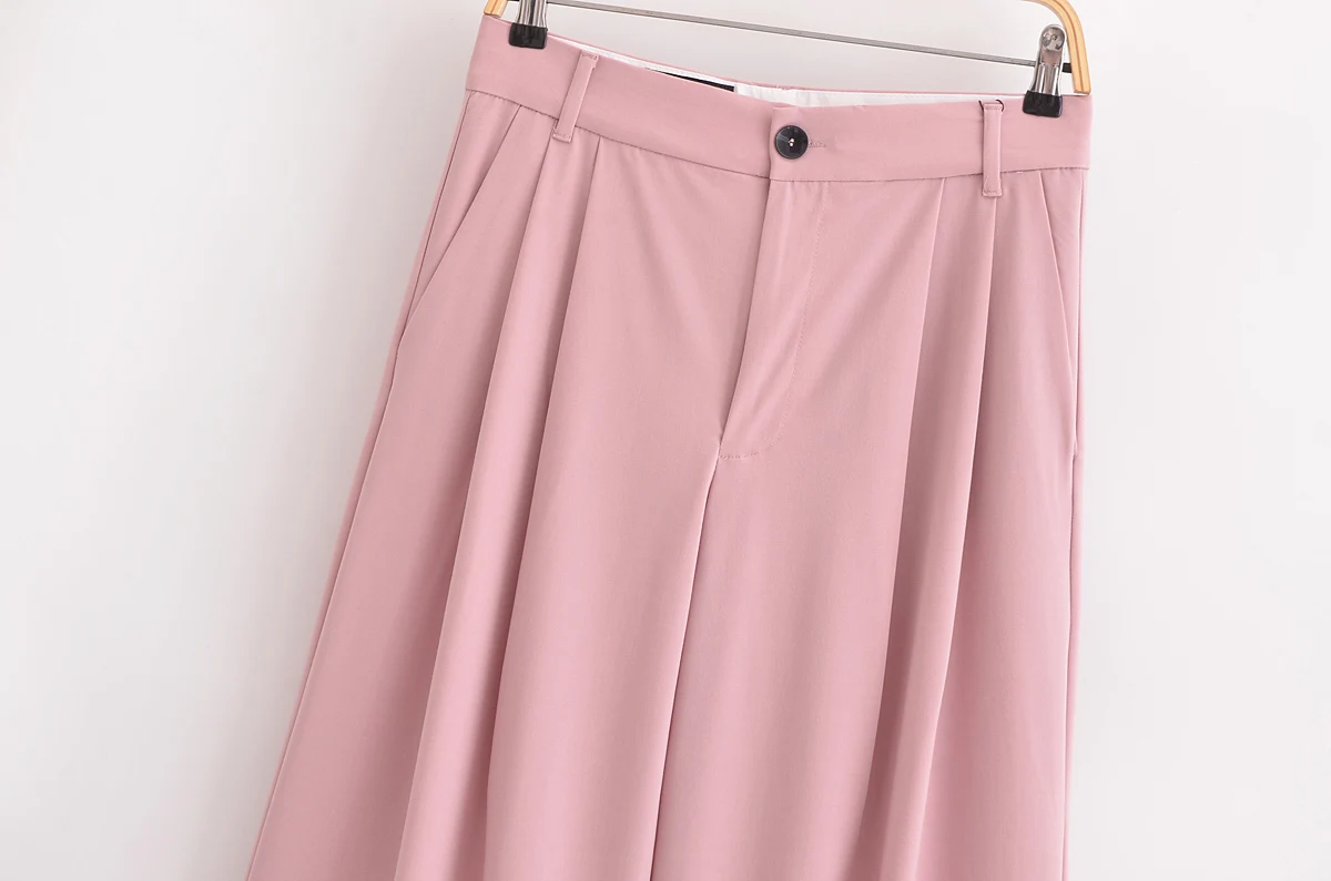 Tangada Women Black Wide Leg Suit Pants Trousers Lady Pants 6P0109