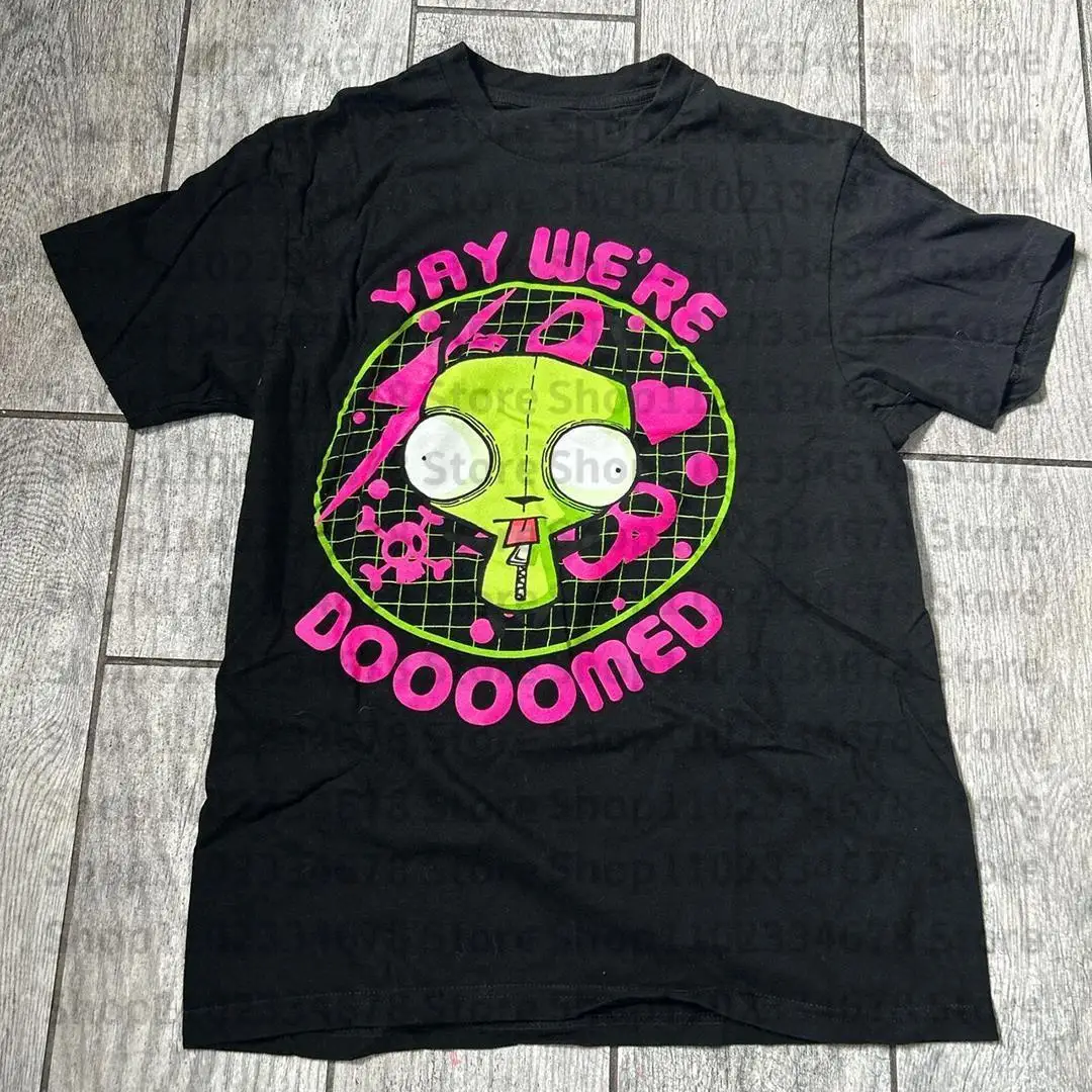 Saashi Harajuku Funny Y2K Crop Top Round Neck Short Sleeve Loose Summer Streetwear Tee