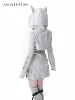 Original Street Hot Girl Sweet Removable Sleeve Hooded Jacket Sleeveless A-line Dress Subculture Two-Piece Sets Womens Outfits 6