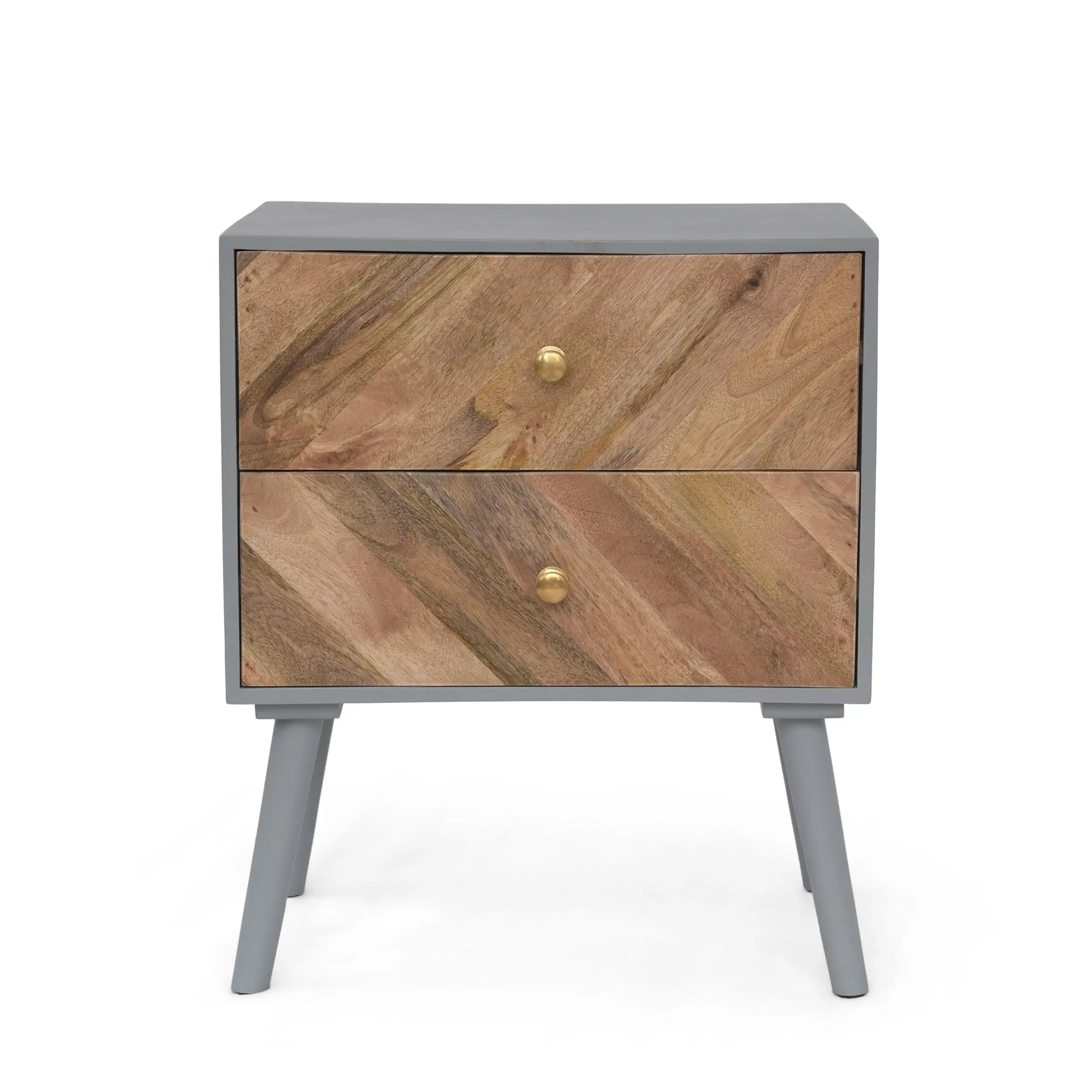 

GDF Studio Kevin Mango Wood 2 Drawer Cabinet, Natural and Gray modern look storage Featured cabinets
