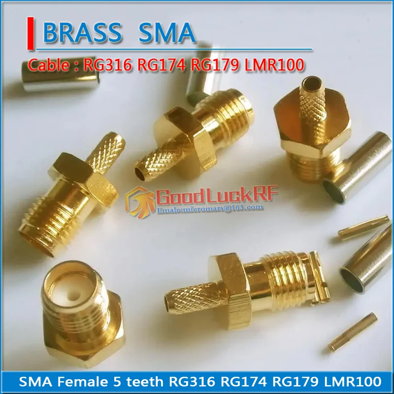 

10X Pcs RF Connector Socket SMA Female Jack Crimp for RG316 RG174 RG179 LMR100 Cable Plug Gold High-quality Plated Coaxial