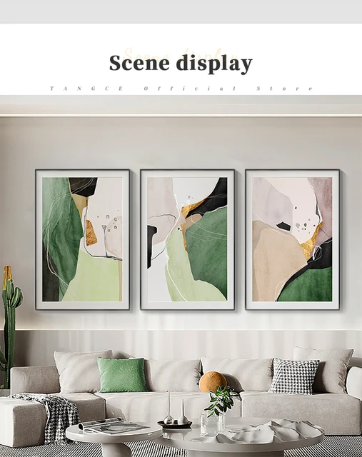 Quadro su tela per soggiorno oro verde scuro grandi foglie Poster luce  lusso parete immagine astratta quadri decorativi moderni - AliExpress