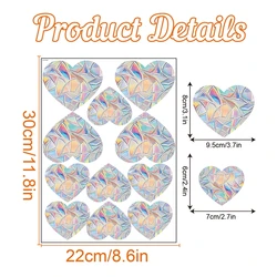 Colorful Prism Glass Window Decals - Cat and Butterfly Designs for Home and Kids' Room Decor (Heart)