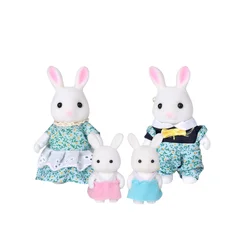 Forest Animal Family Dollhouse Fashion Outfits - Casual Vest, Shirt, Skirt, and Pants Set for 1:12 Dolls (White Rabbit Family)