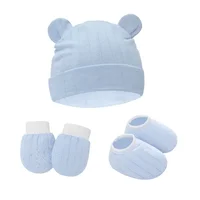 2-3pcs Spring and Autumn Baby Hat ear shape Bonnet Gloves Socks Set  Newborn Hats Fall Casual Photography Props Nightcap Fashion 4