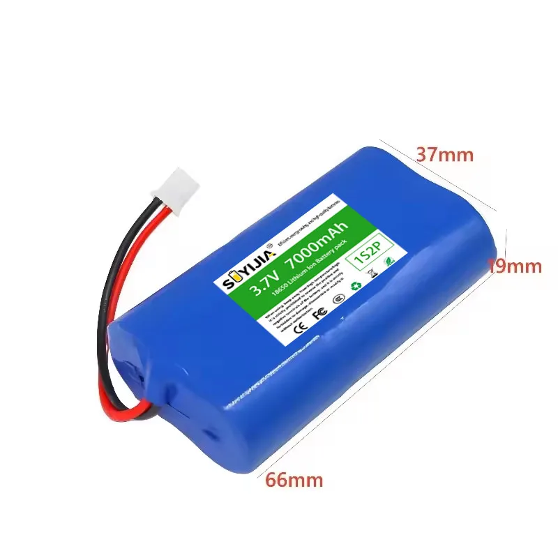 Batteria al Litio 3.7V 1S2P 7000mAh 18650, BMS Integrato, per Ventilatore/Altoparlante/Luce LED da Pesca (XH2.54-2P) - immagine 2