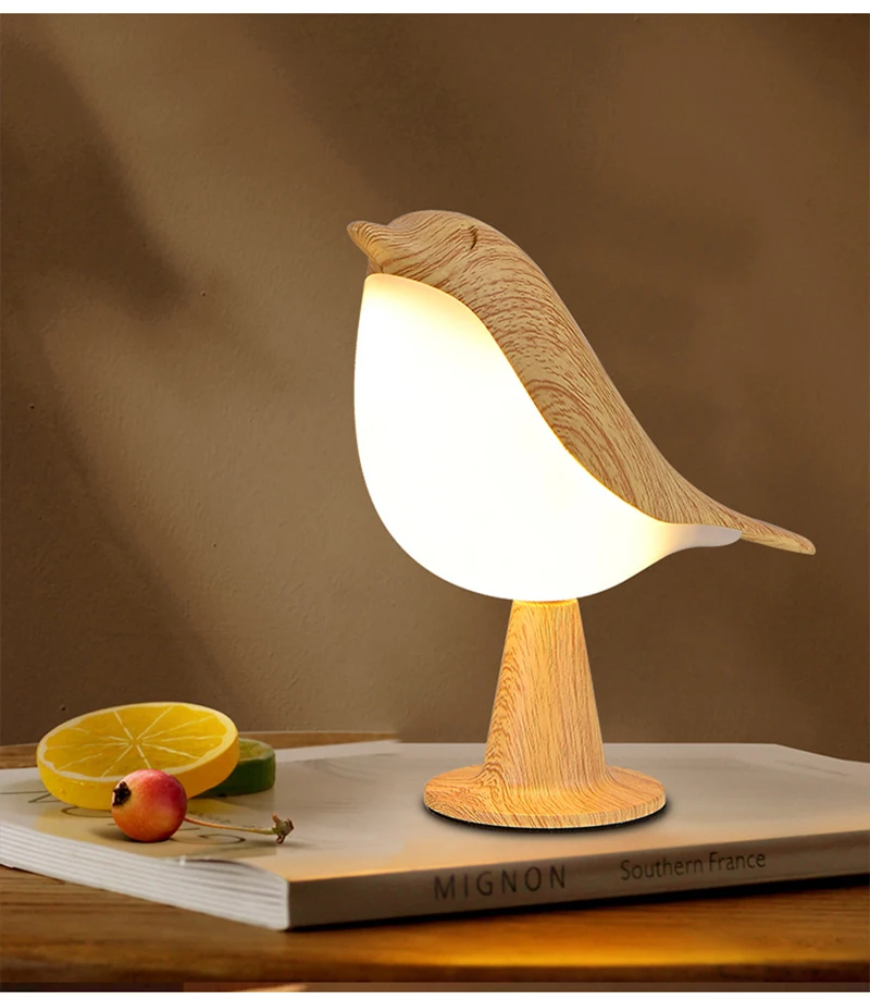 

3 Colors Bedside Lamp Creative Touch Switch Wireless Bird Night Light Dimming Brightness USB Rechargeable Table Reading Lamp