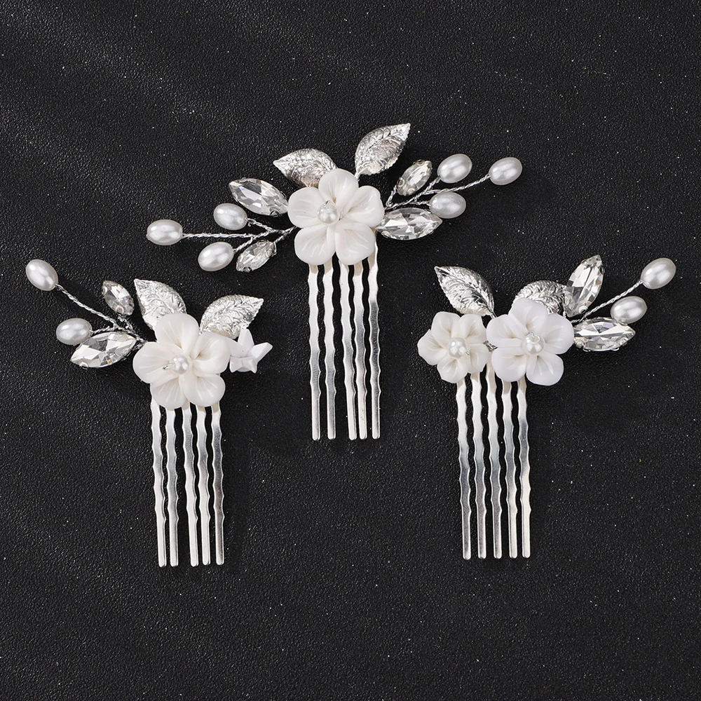 Silver Rhinestone Pearl Hair Accessories for Wedding Women Handmade Flower leaf Bridal Bride Hair Comb Party Head Jewelry Tiaras 1 Silver Rhinestone Pearl Hair Accessories for Wedding Women Handmade Flower leaf Bridal Bride Hair Comb Party Head Jewelry Tiaras