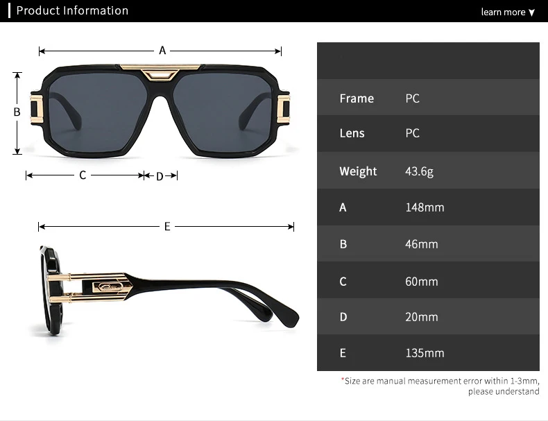 56478 Mode Männer Sonnenbrille Frauen 2023 Vintage Luxus Marke Designer Übergroßen Brillen Männlich Shades Uv400 Fahren Gläser – Detail 2